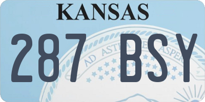 KS license plate 287BSY