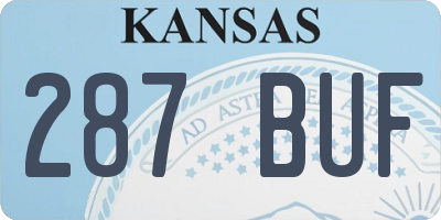 KS license plate 287BUF