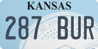 KS license plate 287BUR