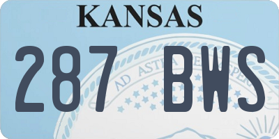 KS license plate 287BWS