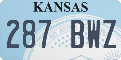 KS license plate 287BWZ