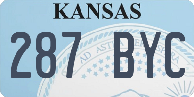 KS license plate 287BYC