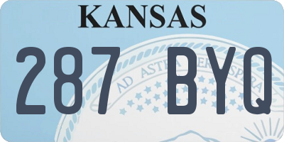 KS license plate 287BYQ