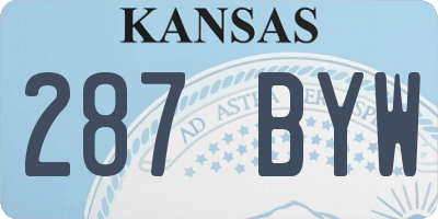 KS license plate 287BYW