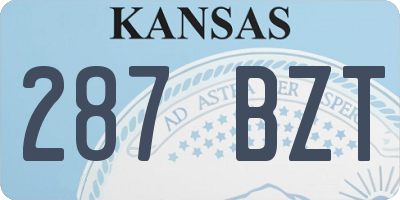 KS license plate 287BZT