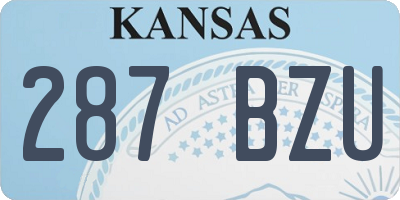KS license plate 287BZU