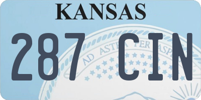 KS license plate 287CIN