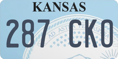 KS license plate 287CKO