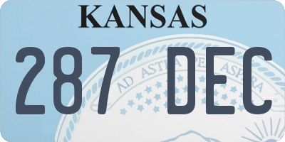 KS license plate 287DEC