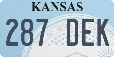 KS license plate 287DEK