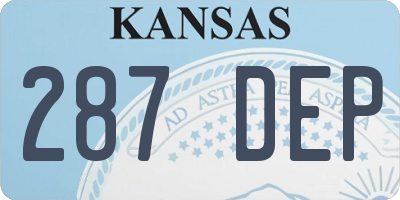 KS license plate 287DEP