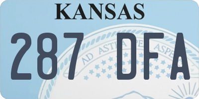 KS license plate 287DFA