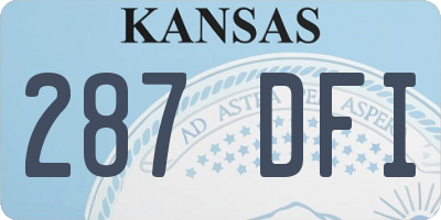 KS license plate 287DFI