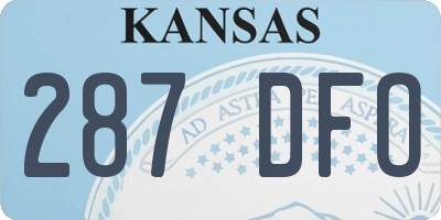 KS license plate 287DFO