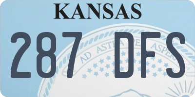 KS license plate 287DFS