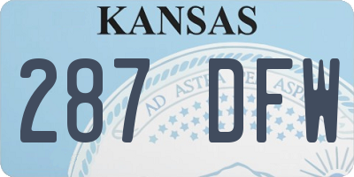 KS license plate 287DFW