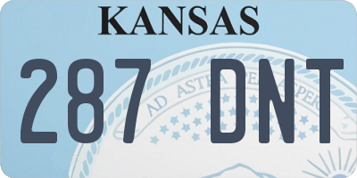 KS license plate 287DNT