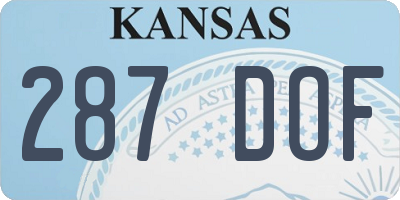KS license plate 287DOF