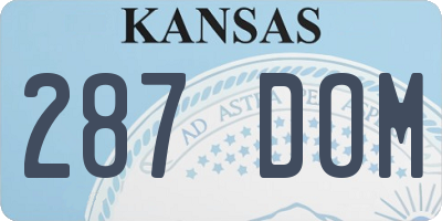 KS license plate 287DOM