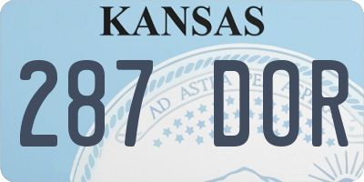 KS license plate 287DOR