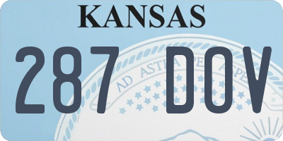 KS license plate 287DOV