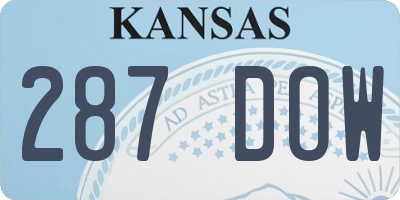 KS license plate 287DOW