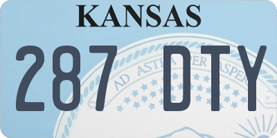 KS license plate 287DTY