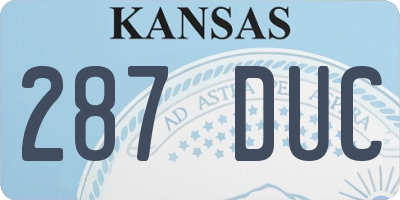 KS license plate 287DUC