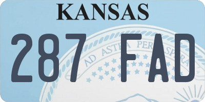 KS license plate 287FAD