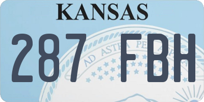 KS license plate 287FBH