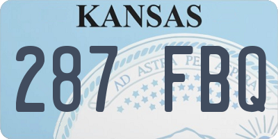 KS license plate 287FBQ