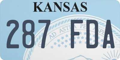 KS license plate 287FDA