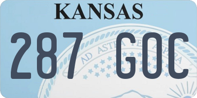KS license plate 287GOC