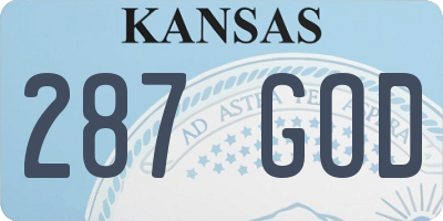 KS license plate 287GOD