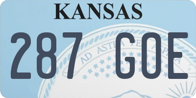 KS license plate 287GOE