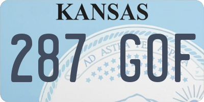 KS license plate 287GOF