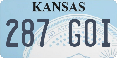 KS license plate 287GOI