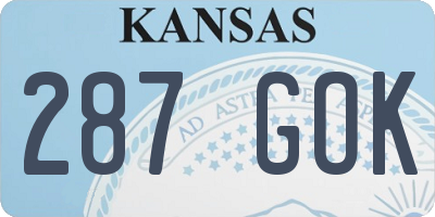 KS license plate 287GOK