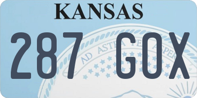 KS license plate 287GOX