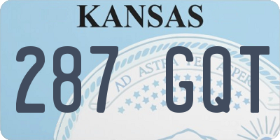KS license plate 287GQT