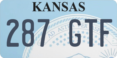 KS license plate 287GTF