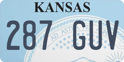 KS license plate 287GUV