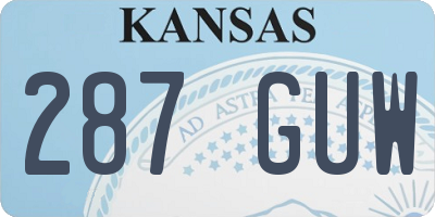 KS license plate 287GUW