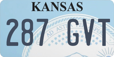 KS license plate 287GVT