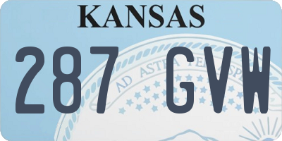 KS license plate 287GVW