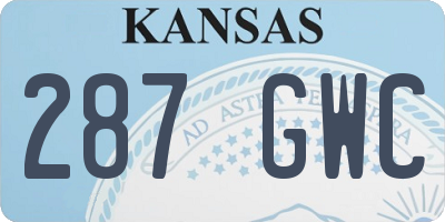 KS license plate 287GWC