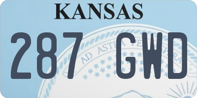 KS license plate 287GWD