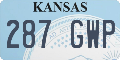 KS license plate 287GWP