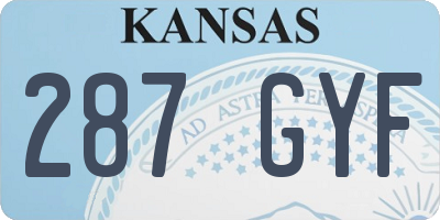 KS license plate 287GYF