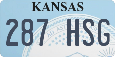 KS license plate 287HSG